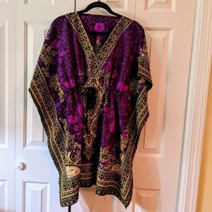 Purple and gold butterfly top cinch waist one sz